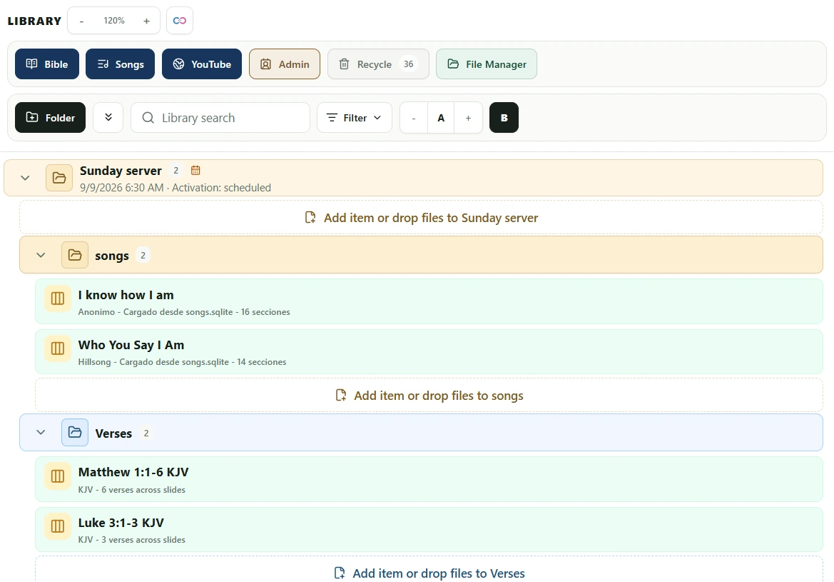 Complete English SHINE Library with toolbar, parent folder and nested Songs and Verses folders