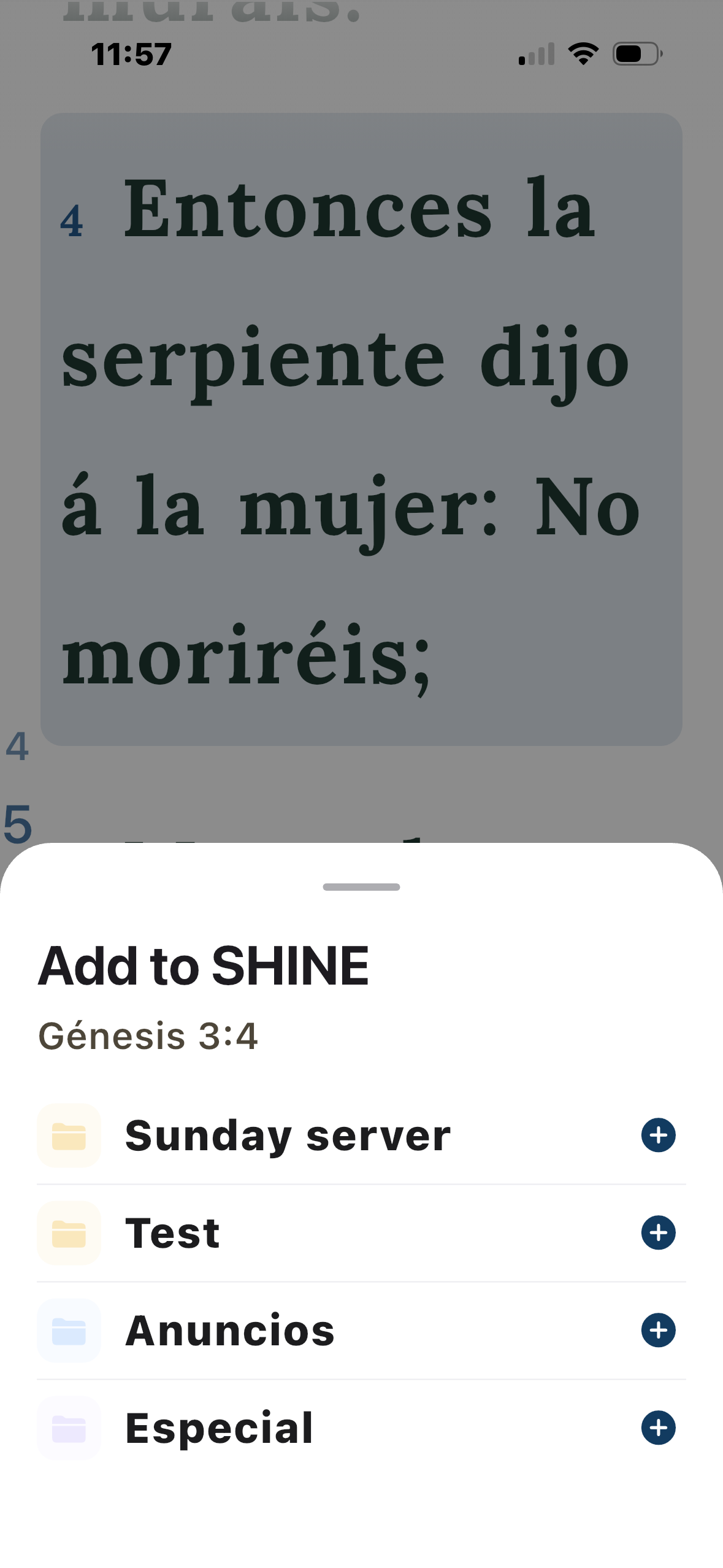 Add to SHINE sheet for Genesis 3:4 with destination folders