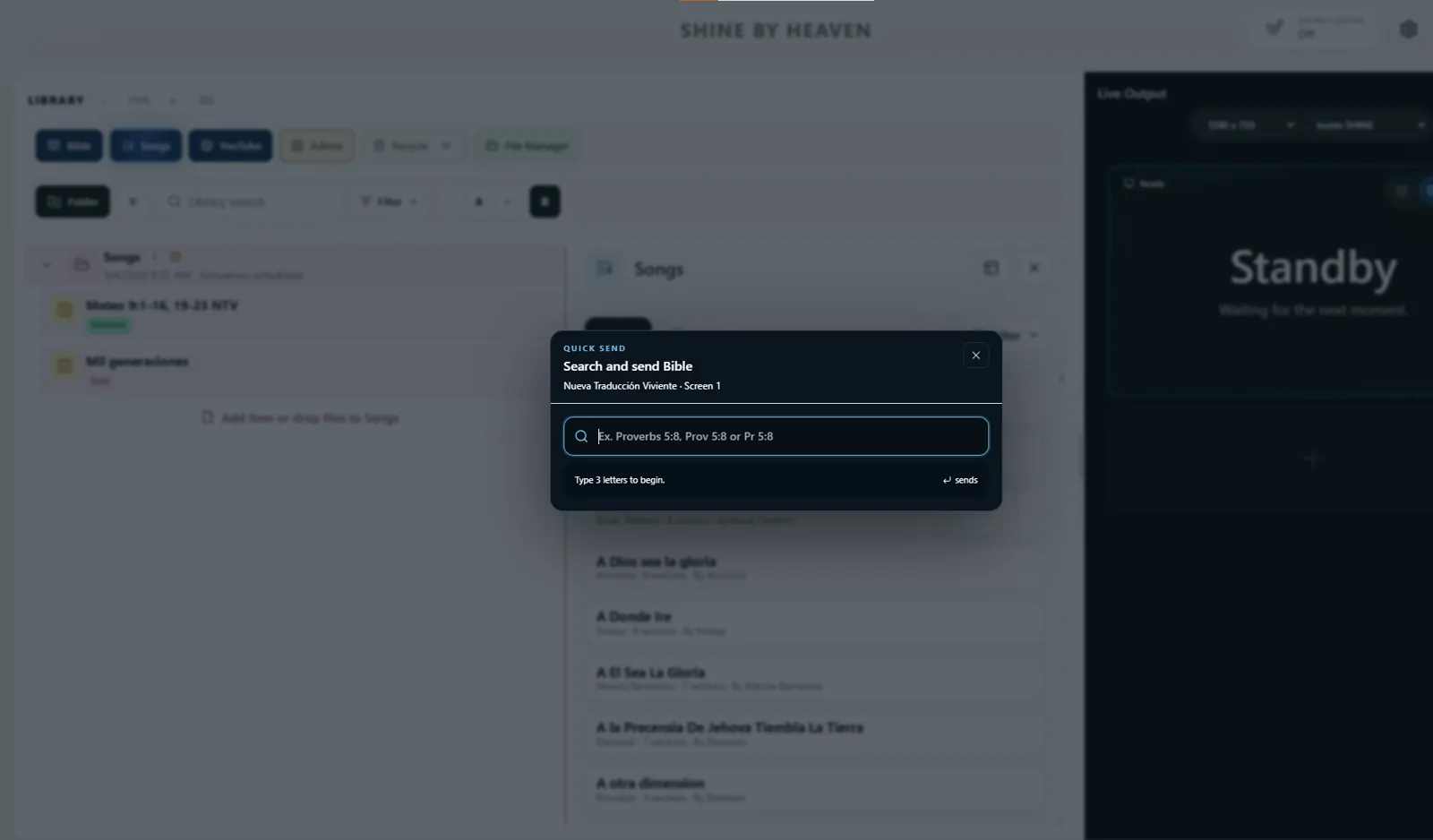 Control de referencia de Quick Bible to Live dentro de SHINE